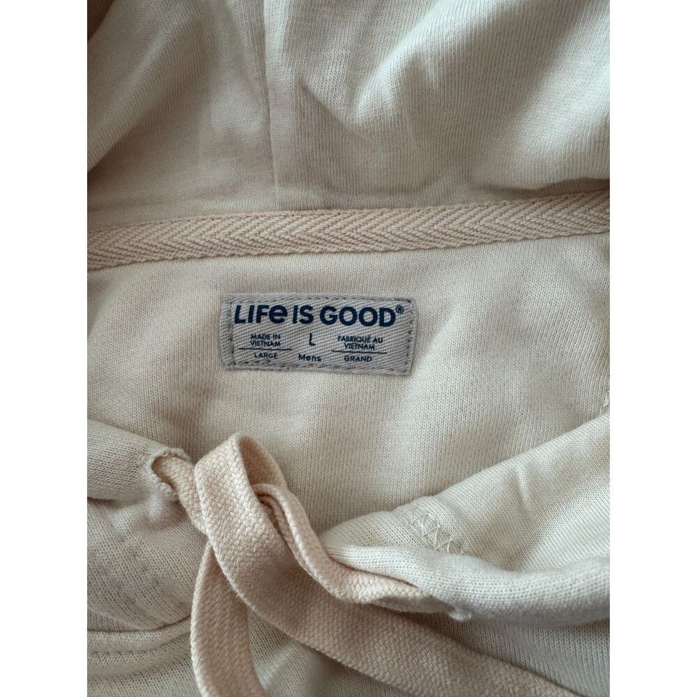 Life is Good NWT Sz L Putty White French Terry American Flag Woods Hoodie - Picture 10 of 12